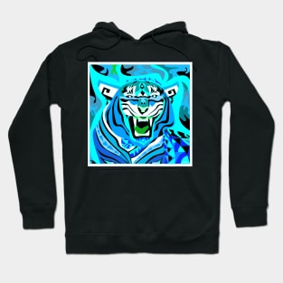 blue fire bengal tiger ecopop in chine pattern art Hoodie